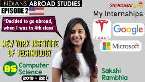 Scholarship at NYIT USA to TOP MNC job🥳 | BS Computer Science | Sakshi  #studyinusa @ahmedabad subha