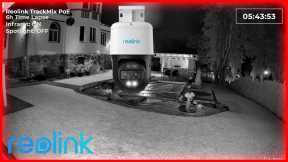 Reolink TrackMix PoE 6 hours of infrared night surveillance in 2 minute time lapse