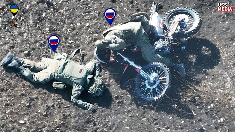 Terrifying: Russian Soldiers on Motorcycles Blown Up by Sudden Drone Strikes