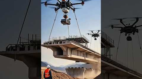 Futuristic Drone Technology in Heavy Bridge Construction