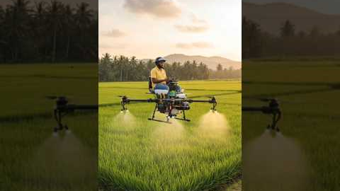 Futuristic Farming Drone Spray in Rice Field | Ultra Realistic Farming Technology