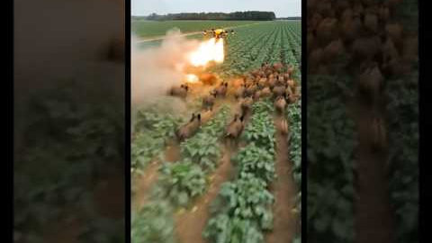 🔥 Drone Chasing Wild Boars in the Field! Incredible Farming Technology in Action 🚜🐗