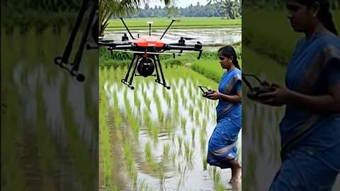 Future of Farming: Woman Farmer Uses Drone Technology in Paddy Field! #ytshorts #viral #bgthinks