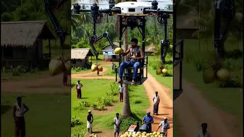 Next-Gen Coconut Harvesting by Drone 🥥🚁 Smart Farming Technology in Action#CoconutHarvesting#shorts
