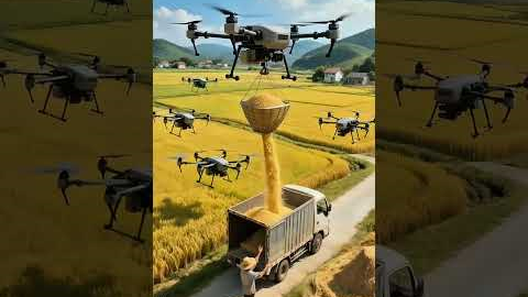 🌾 Drone Harvesting Rice | Modern Agriculture Technology 2025 🚁
