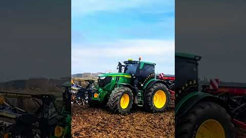 Combined Wheat Sowing Precision Farming with John Deere and Drone View #shorts