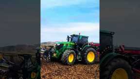 Combined Wheat Sowing Precision Farming with John Deere and Drone View #shorts